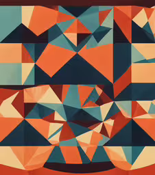 an art print of abstract shapes and colors,an abstract painting with different colors of triangles