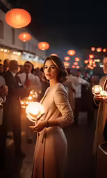 a woman holding some lights in her hands