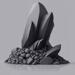a stylized image with rocks and stones around it