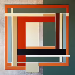 a large, colorful painting with several different lines