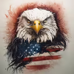 an eagle with a us flag design on its face