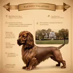 a dog with long hair on an antique background