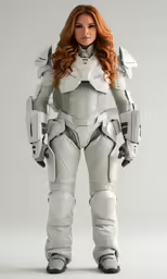 an astronaut is posed in white space suit