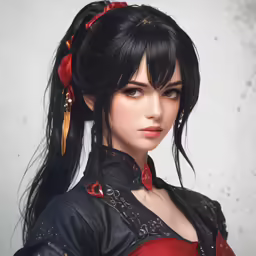 a realistic image of a woman in red