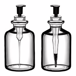 three bottles that are holding liquid