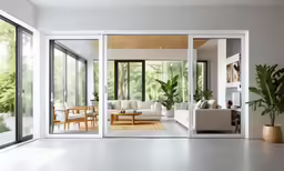 modern house living room with patio sliding doors