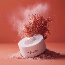 some powder has been sprinkled onto an open white container