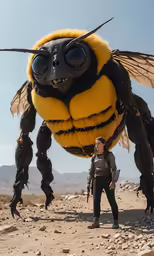 the giant bum from the movie ante suit standing next to a man