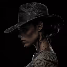 the woman wearing a hat is dressed in clothing