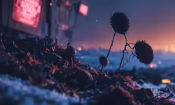 a strange plant grows out of the ground