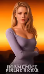 a movie poster with a blonde girl posing