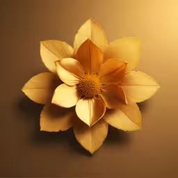 a close - up view of a large yellow flower,a yellow flower with large leaves on a brown background