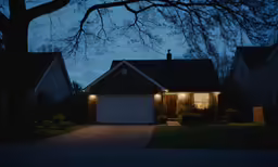 the house has lights on it at night