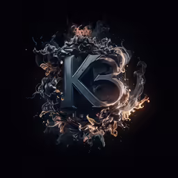 an image of the letters k in fire and water