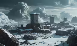 a screenshot of a landscape in the snow