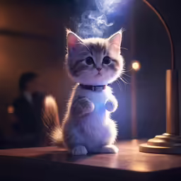 a cat is sitting down with its front paws folded