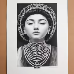 a woman wearing a tiara and pearls