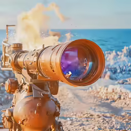 a close up of a camera with a water color effect