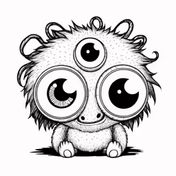 a drawing of an ugly creature with big eyes
