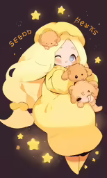 a baby and two teddy bears on the bed
