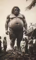 a big sumo is standing on a dirty field