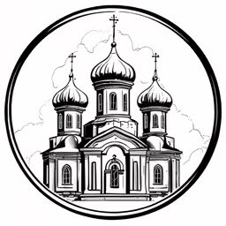 a church in the middle of a circular frame