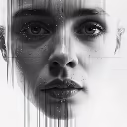 a digital image of a face with lines of different sizes