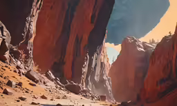a man standing on the side of a large cliff