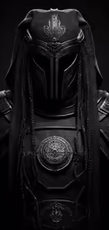 the black knight helmet is attached to the chest