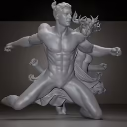 two statues of men with their arms around each other