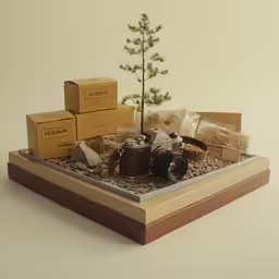 a camera sitting on top of a wooden table