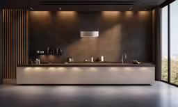 a room with some cabinets and some lighting
