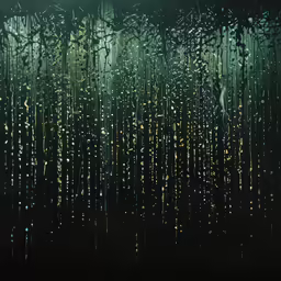 rain falls on a wall with green grass