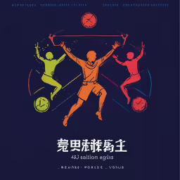 a poster on the side of a wall shows a man leaping through the air