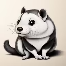the drawing is of an adorable rat with eyes