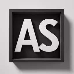 the letter as spelled in white capital letters on a black and white background