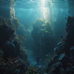 an underwater photograph of an underwater cavern