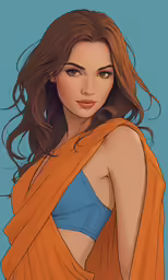 an illustration of a woman in orange attire