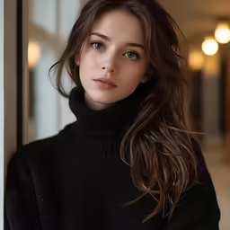 a beautiful young lady with shoulder length hair