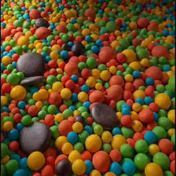 a room filled with lots of colorfully colored balls