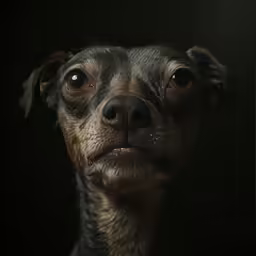 an animal looking into the camera with a black background