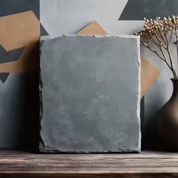 vases of dry flowers and some rocks on the shelf