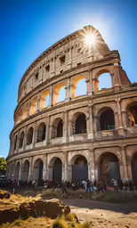 an ancient roman collision on the side of a road
