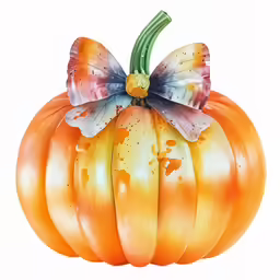 an illustration of a pumpkin with a bow on top