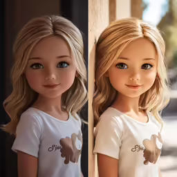 two dolls wearing clothing that have an image of a girl