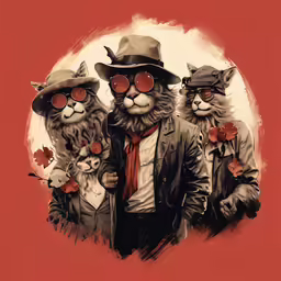 a group of cats wearing suits and fedoras
