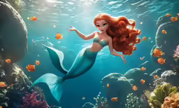 a woman dressed as ariel from the little mermaid
