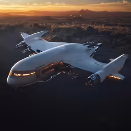 two planes are sitting on the ground, with one airplane flying low
