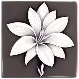 a drawing of a white flower on a brown background,a black and white drawing of a flower