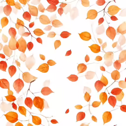 leaves blowing in the wind on a white background
